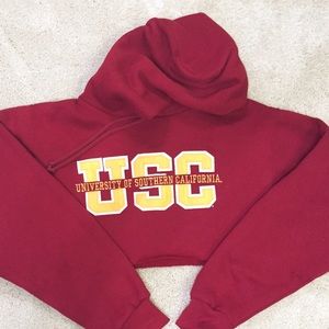 Red cropped hoodie